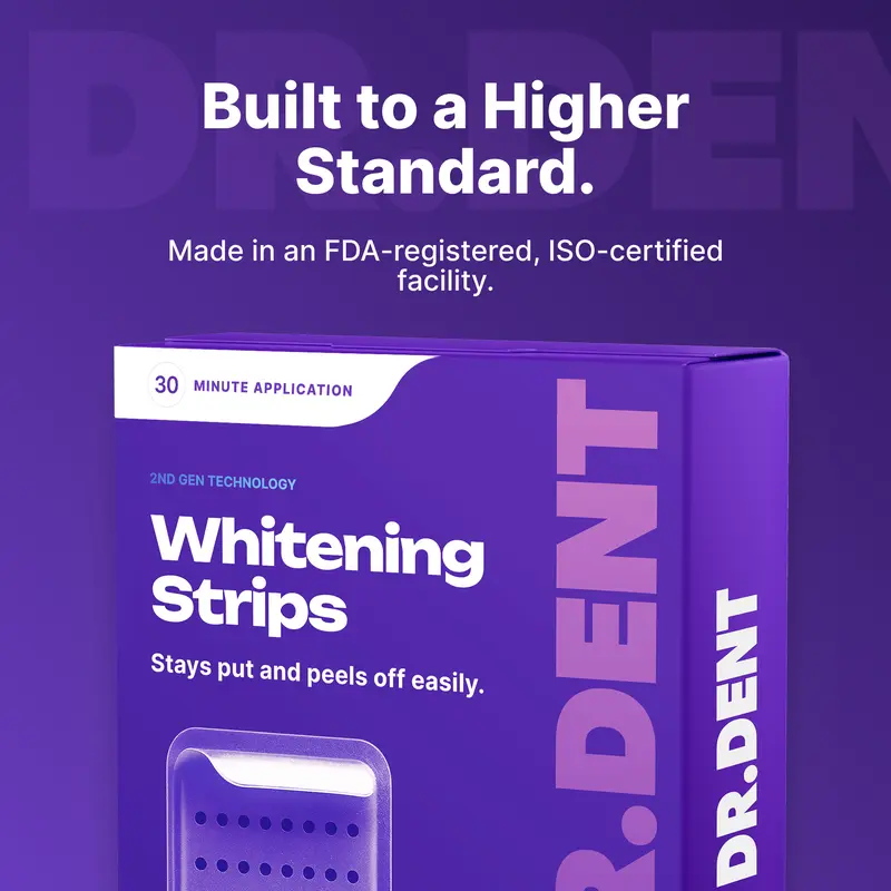DRDENT Purple Teeth Whitening Strips - 7/21 Whitening Sessions - Non Sensitive Teeth Whitening - Peroxide-Free